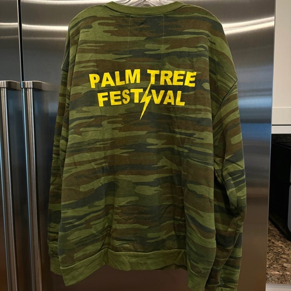 NWT Aviator Nation Palm Tree Festival Green Camo Crewneck Sweatshirt relaxed - Picture 12 of 14